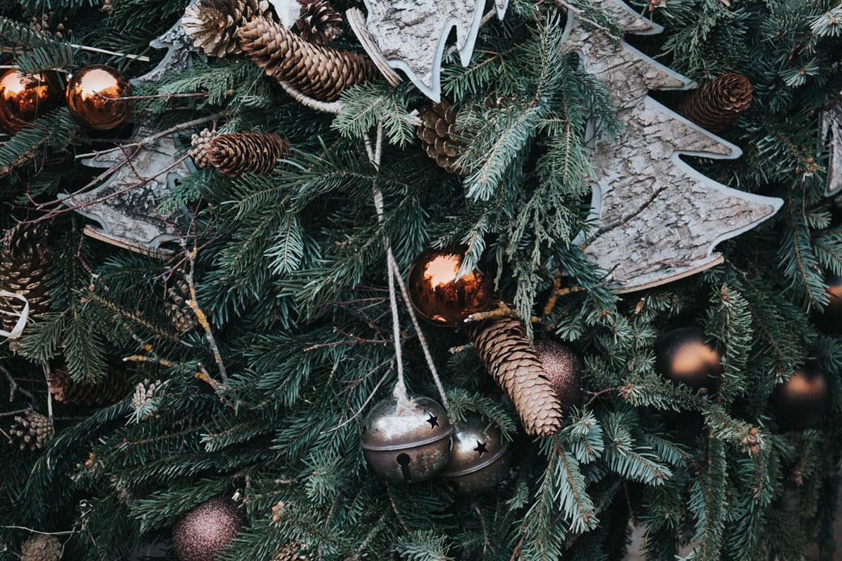 Decorations on  a Christmas tree