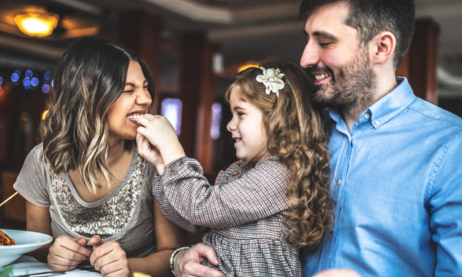 Family eating Easter Sunday lunch