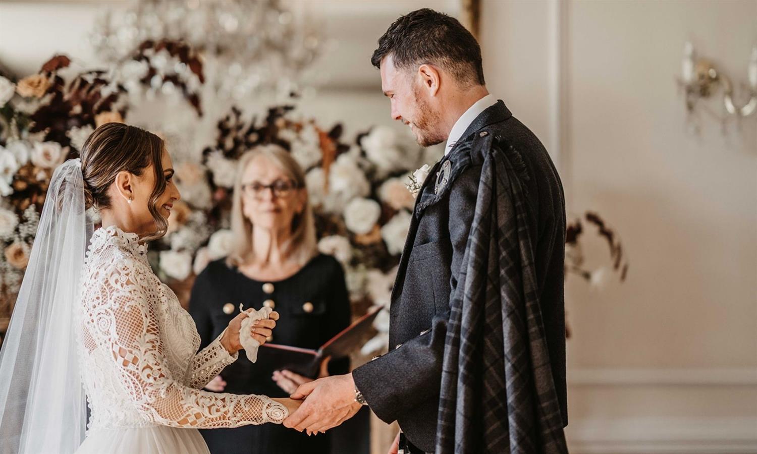 Couple getting married at Auchen Castle