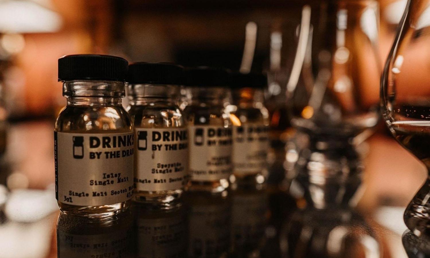 Row of single malt bottles